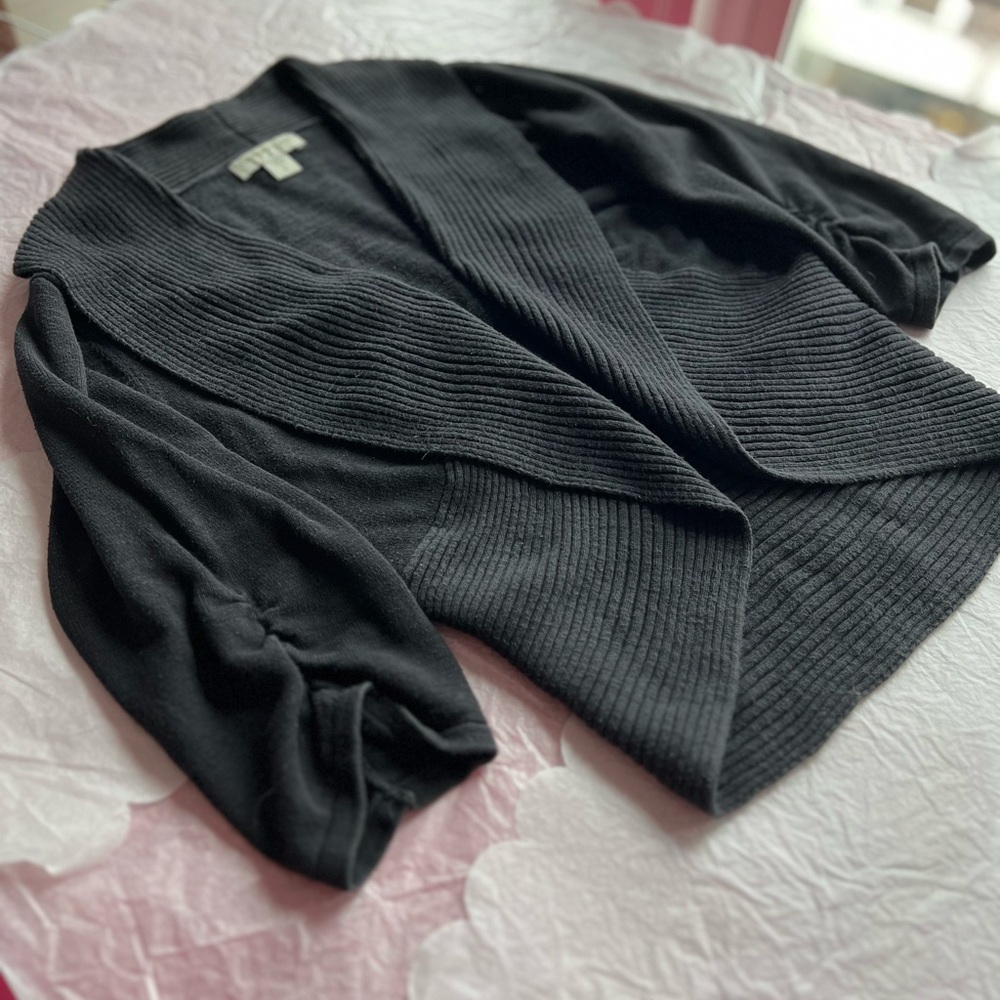EUC Coldwater Creek Black Topper Shrug Open Cardigan sz 8 small casual cool